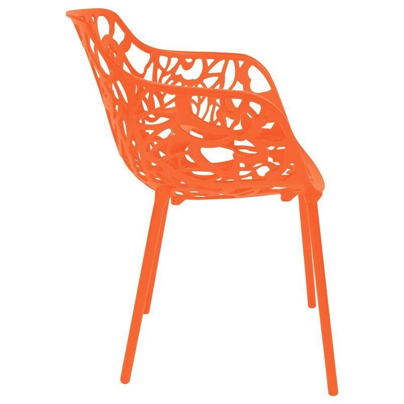 LeisureMod Devon Aluminum Stackable Outdoor Dining Armchair Set of 2, Orange