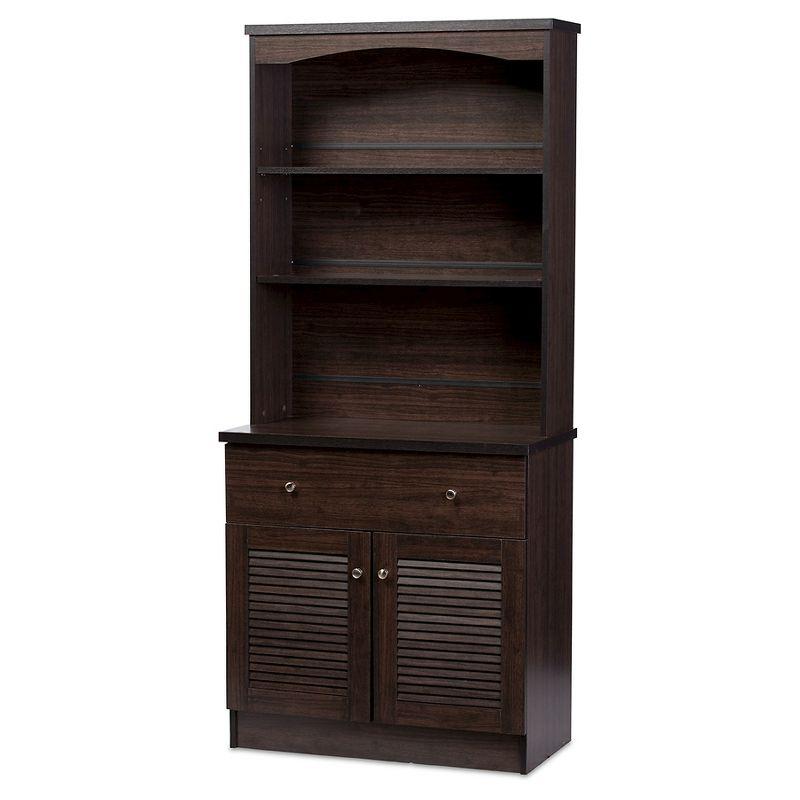 Elegant Dark Espresso Engineered Wood and PU Veneer China Cabinet