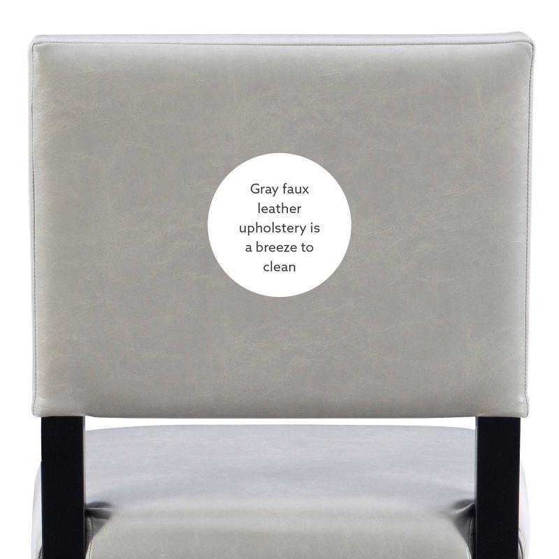 24" Brook Padded Back Faux Leather Nailhead Counter Height Barstool Gray - Linon: Solid Hardwood Frame, Footrails