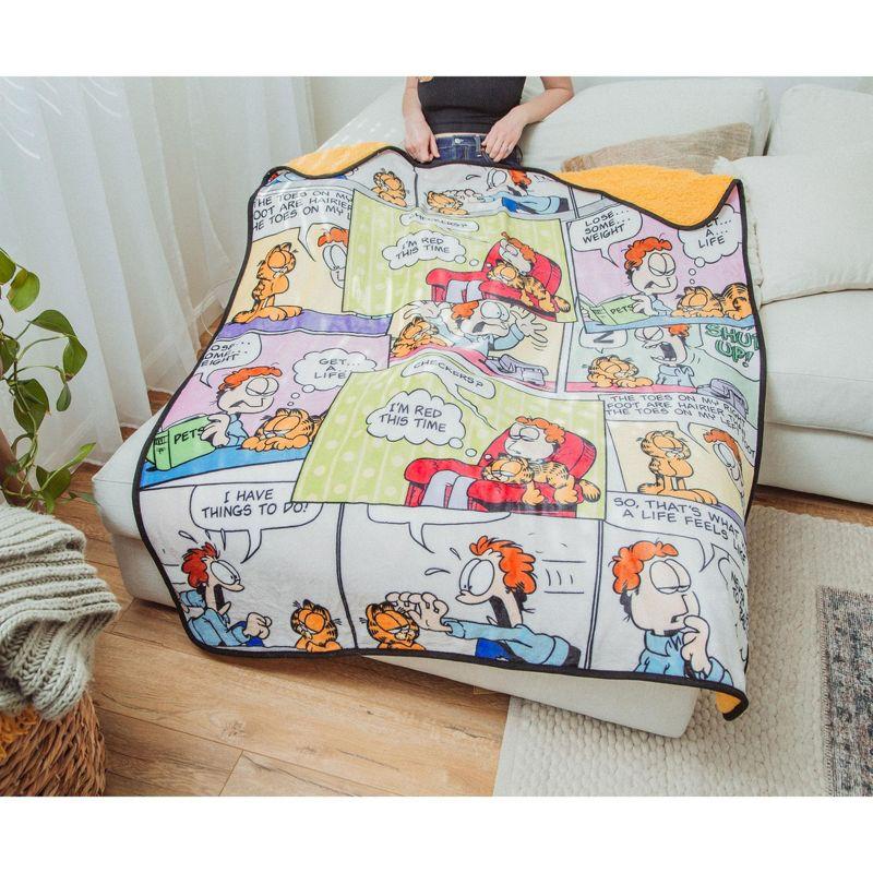 Silver Buffalo Garfield and Jon Comic Strip Panels Throw Blanket | 50 x 60 Inches