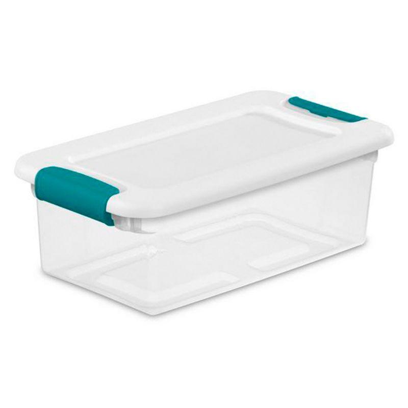 Sterilite 15 Qt Stackable Storage Box with Latching Lid, 12 Pack Bundled with 6 Qt Plastic Organizing Bin with Latch Lid, 12 Pack