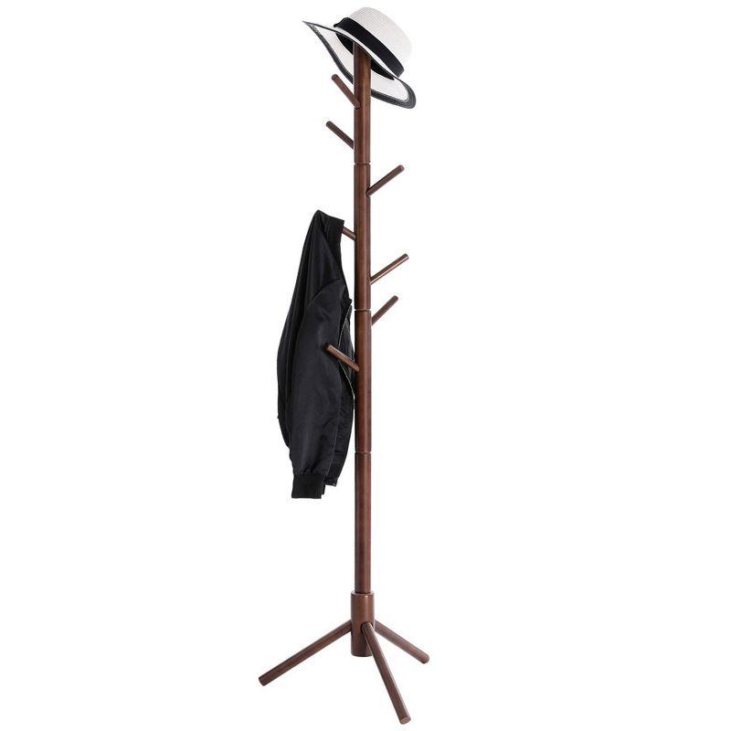 VASAGLE 8 Hooks Solid Wood Coat Rack Free Standing Coat Rack Tree-Shaped Coat Rack