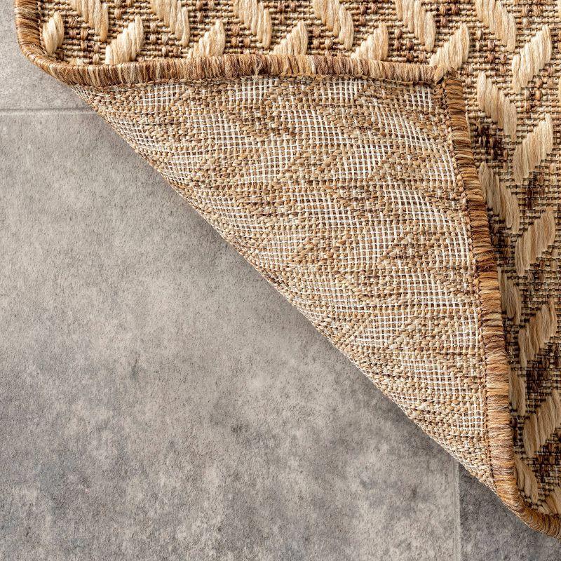 nuLOOM 4'x6' Camryn Abstract Herringbone Indoor and Outdoor Area Rug Beige: Geometric Flat Pile, Machine Made