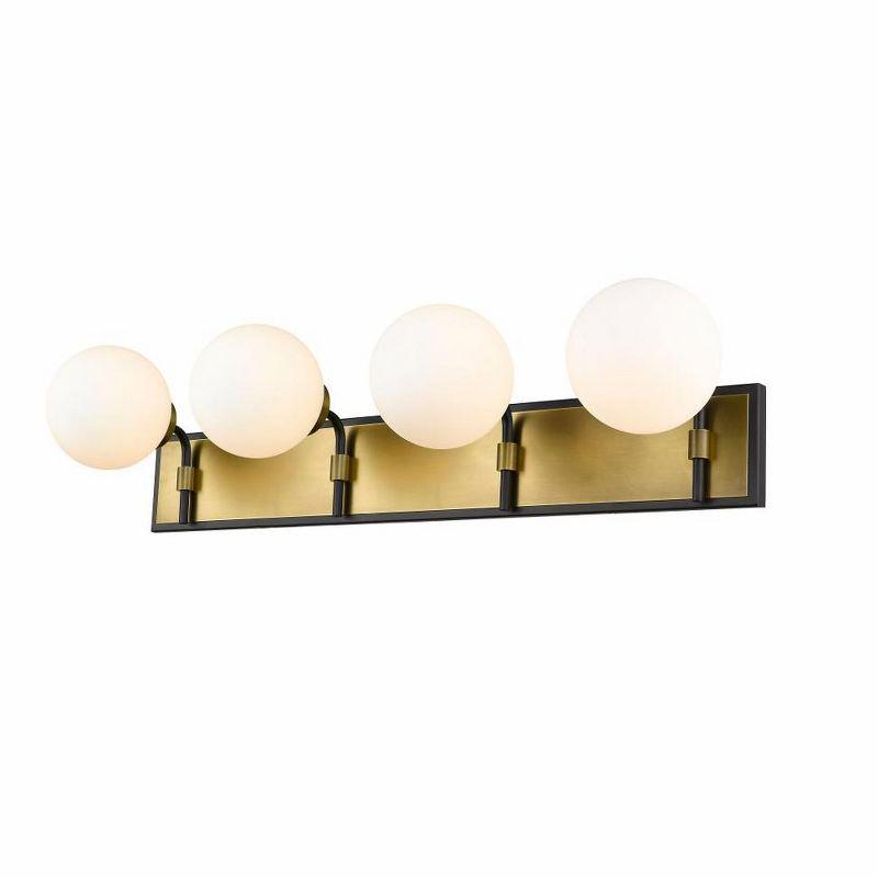 Matte Black and Brass 4-Light Dimmable Vanity Fixture