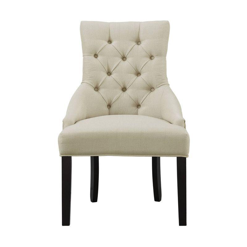 Elegant Cream Upholstered Wood Side Chair with Tufted Detailing (Set of 2)