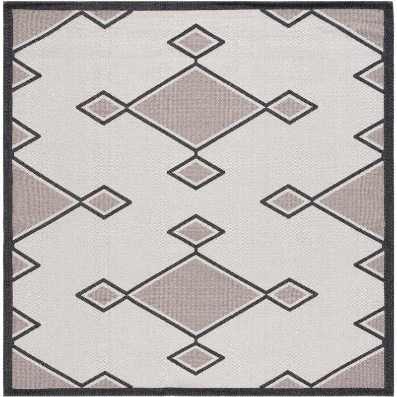 Augustine Black and Beige Geometric Square Area Rug