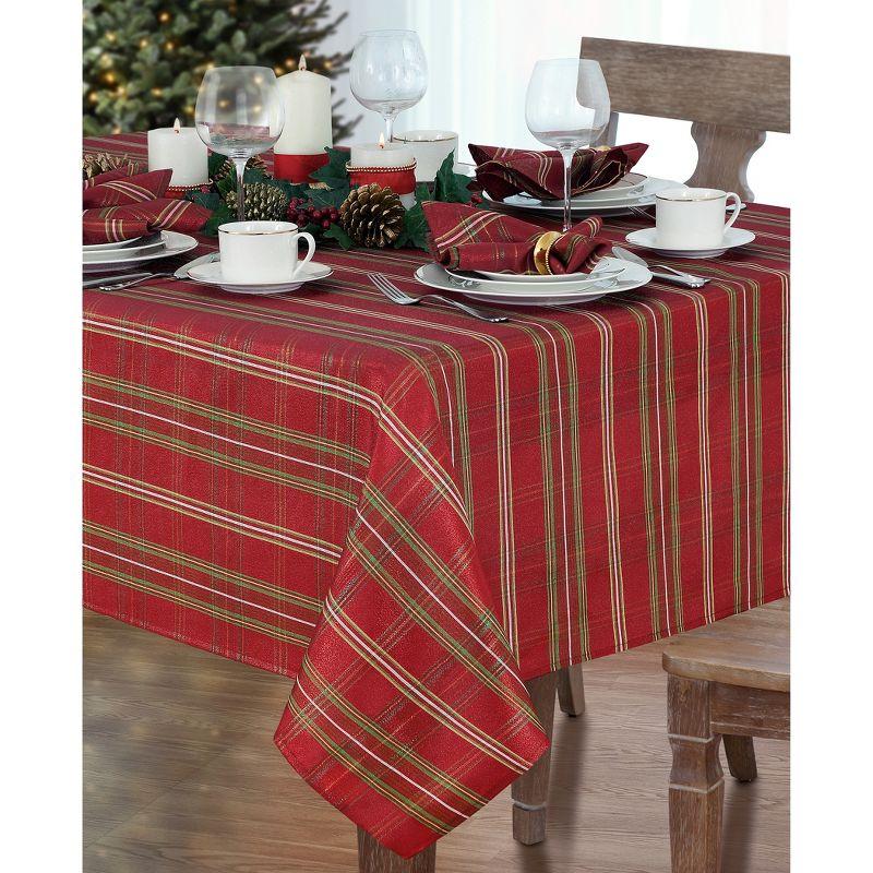 Elrene Shimmering Plaid Holiday Tablecloth ~ Red/Green -  Elrene Home Fashions