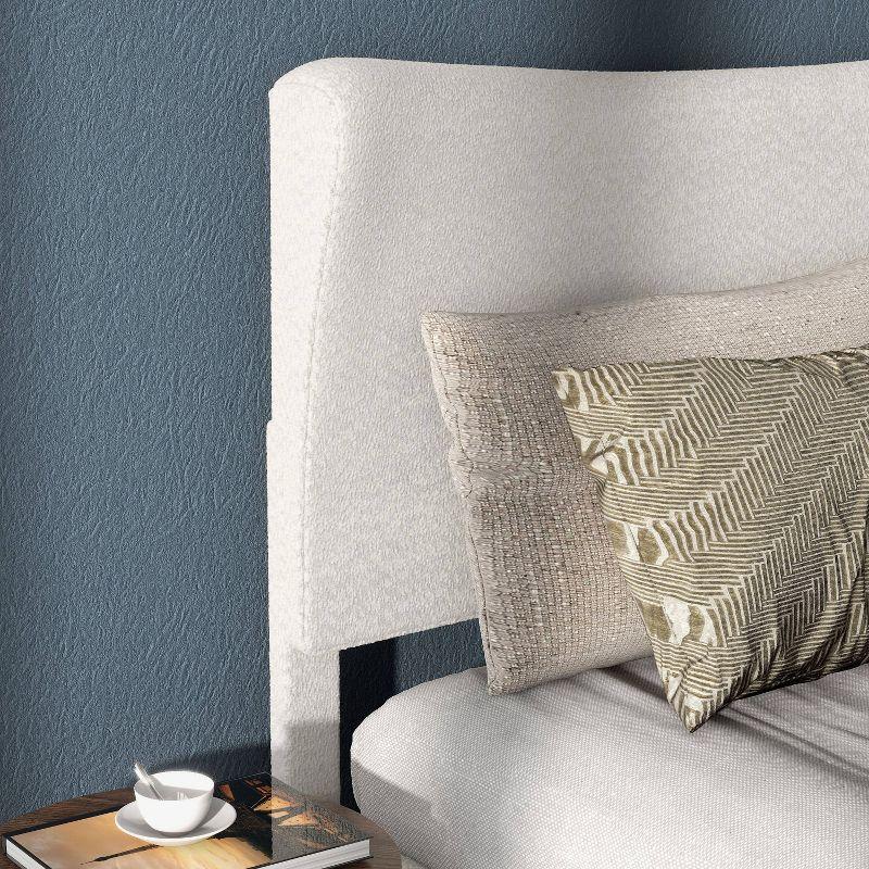 24/7 Shop At Home Queen Heartwild Modern Boucle Upholstered Wingback Platform Bed White