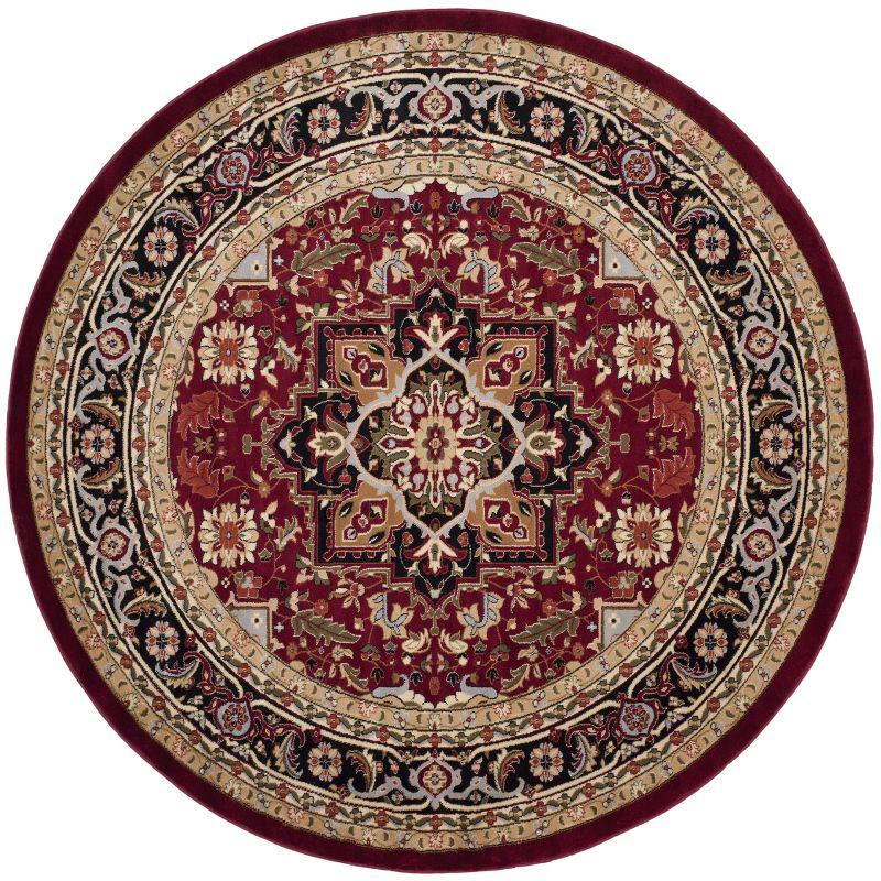 Lyndhurst Heriz LNH330 Power Loomed Area Rug - Red/Black - 8' Round - Safavieh
