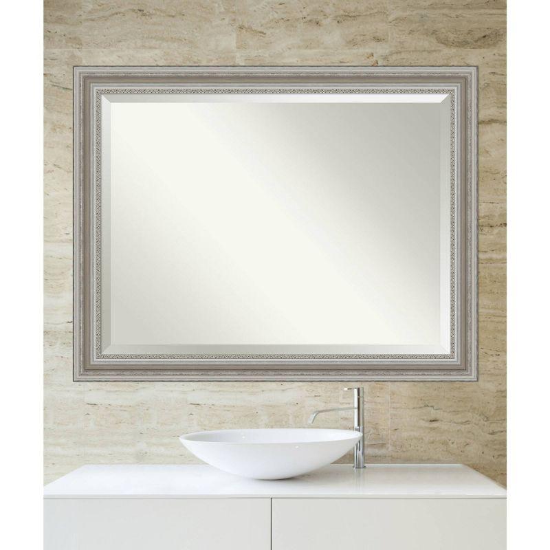 46" x 36" Parlor Framed Wall Mirror Silver - Amanti Art: Modern Beveled, No Assembly Required