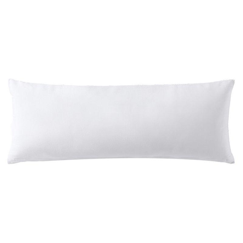 White Cotton Linen Embroidered Lumbar Pillow