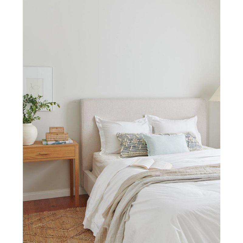 Light Aqua Fringe Soft Linen Pillow