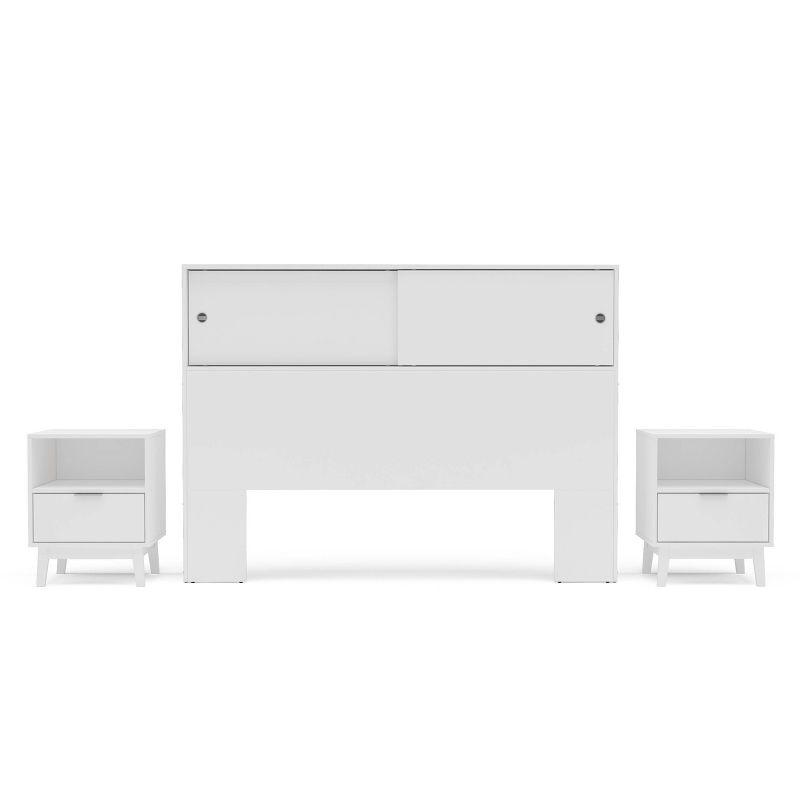 Polifurniture 3pc Queen Victoria Bedroom Set with 2 Nightstands White: Modern Style, 90 Day Warranty