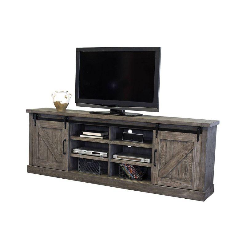 86" Rustic Brown Wood TV Console with Sliding Doors