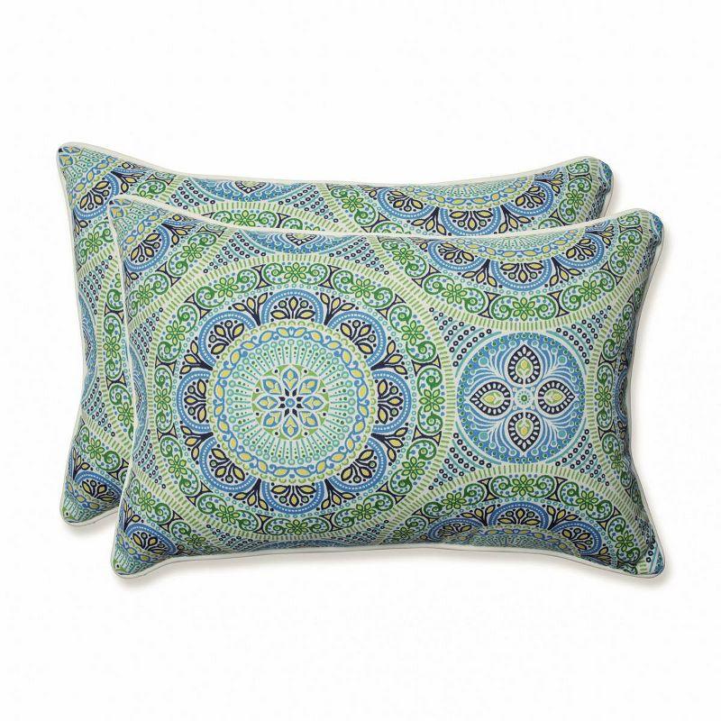 Pillow Perfect Geometric Indoor/Outdoor Reversible Throw Pillow (Set of 2)