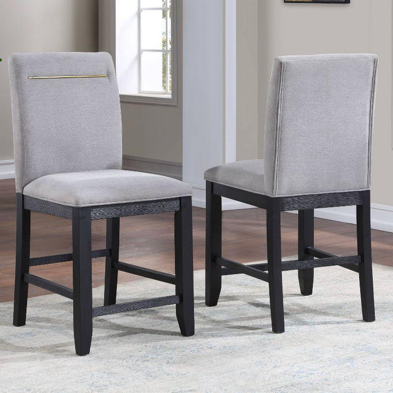 2pk 24" Yves Counter Height Barstool Charcoal - Steve Silver Co.: Padded Back, Rubberwood Legs