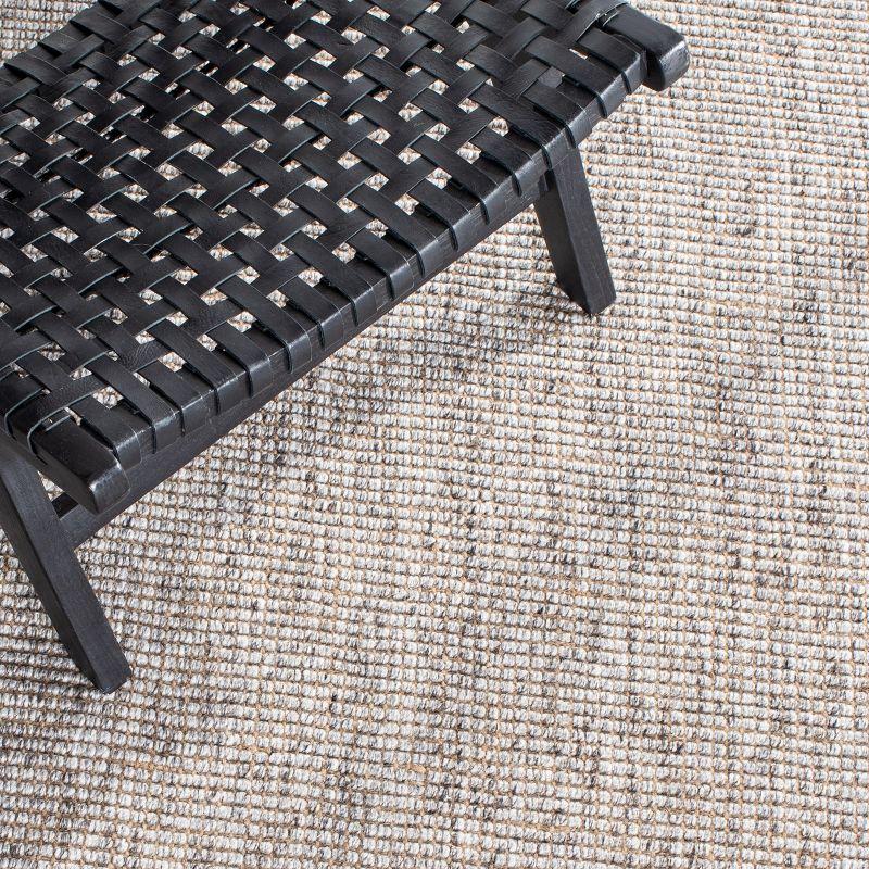 Gray and Natural Hand-Woven Jute Area Rug with Fringe