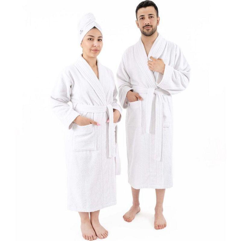 100% Cotton Turkish Bathrobes, Soft Absorbent Lightweight Unisex Couple Robes