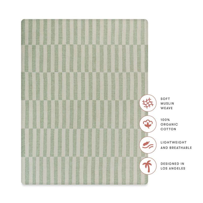 Babyletto Muslin All-Stages Midi Crib Sheet, GOTS Certified Organic Cotton - Moss Stripe