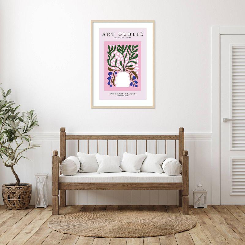 Periwinkle Flowers Minimalist Framed Poster Print in Natural Wood