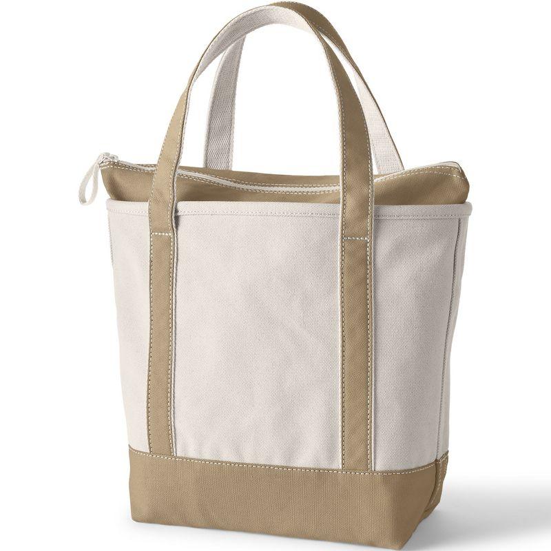 Lands' End Medium Natural 5 Pocket Zip Top Canvas Tote Bag -  - Natural/Cafe Au Lait