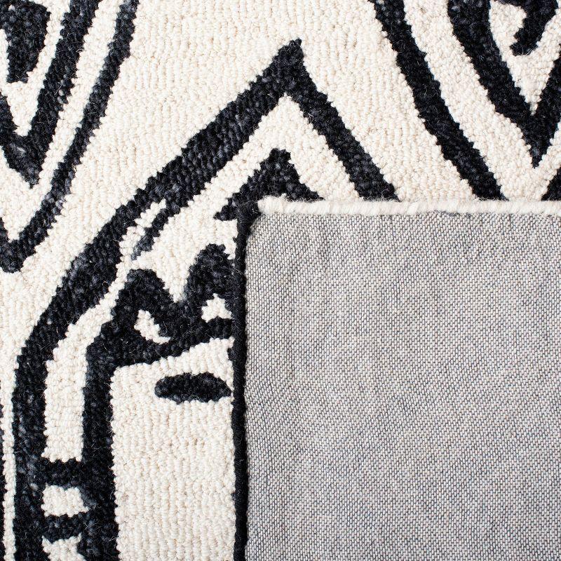 Black and Ivory Hand-Tufted Wool Square Area Rug