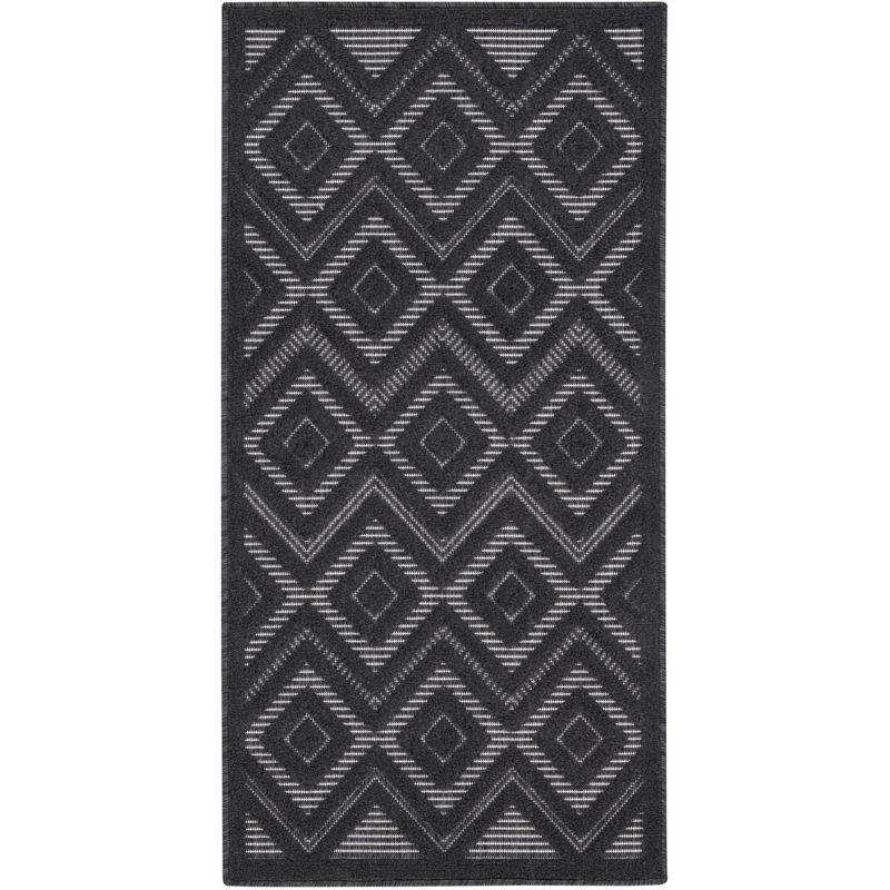 Charcoal Black Diamond 2' x 4' Synthetic Outdoor Rug