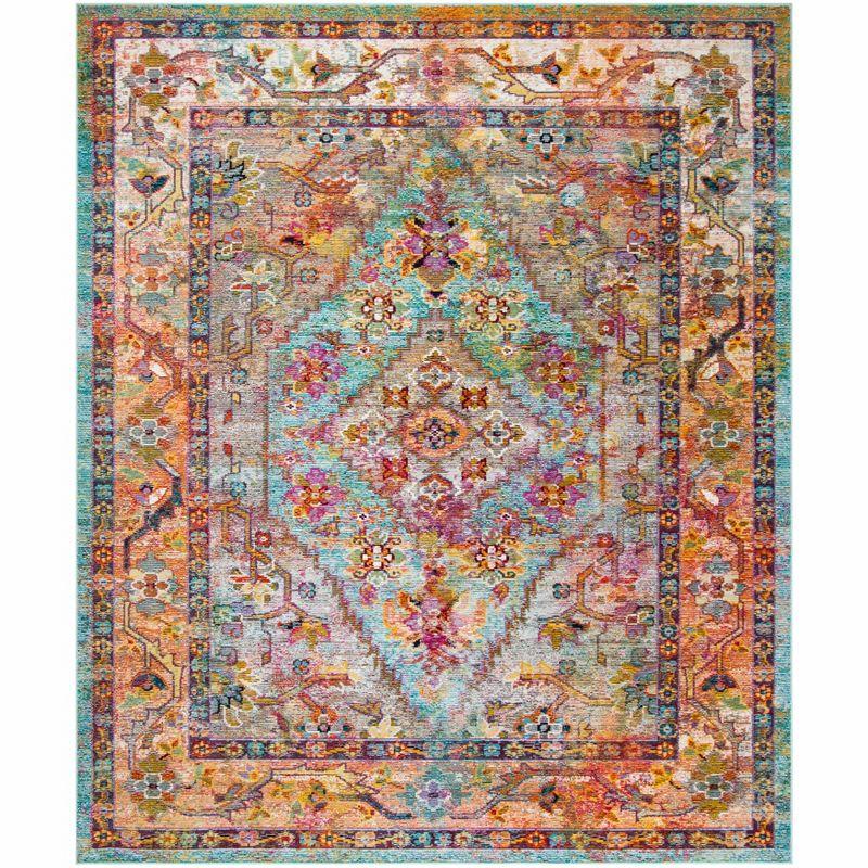 Crystal CRS507 Power Loomed Area Rug - Light Blue/Orange - 8'x10' - Safavieh.