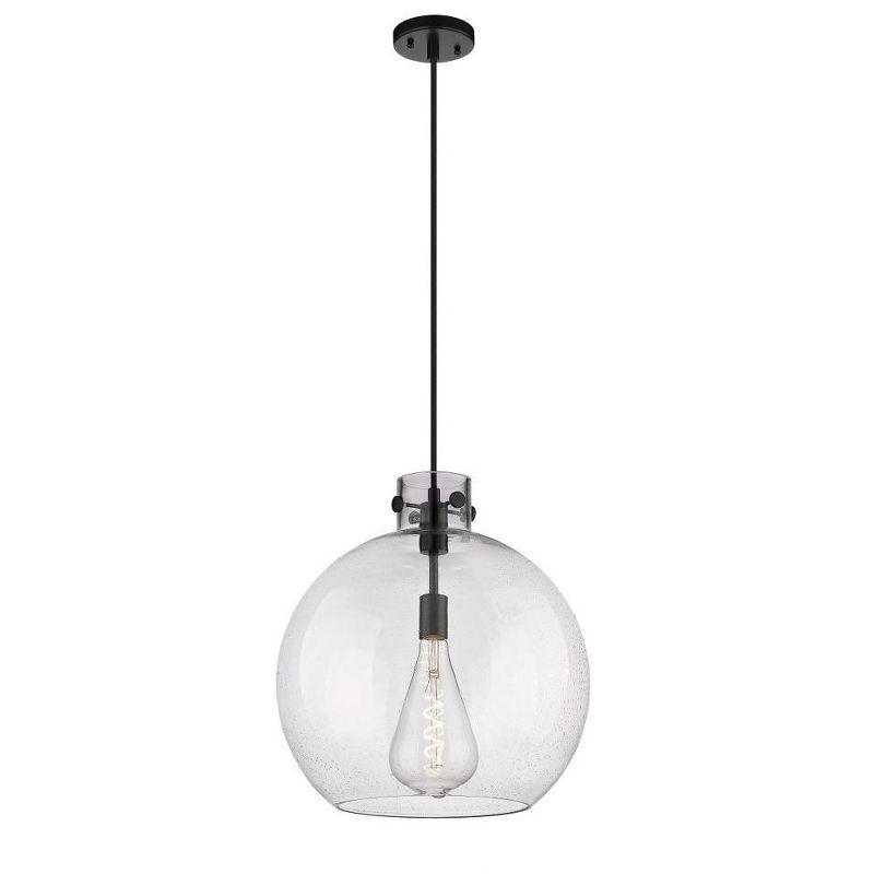 Matte Black Glass Globe Pendant Light for Indoor/Outdoor Use