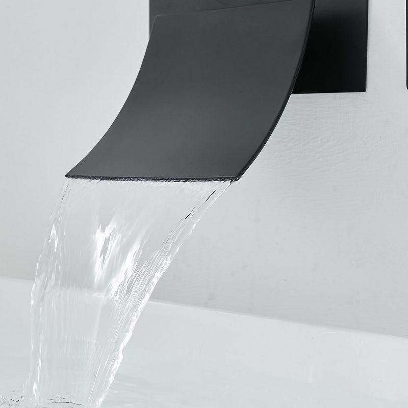 BWE Single Handle Wall Mount Spout Waterfall Bathroom Faucet in Matte Black