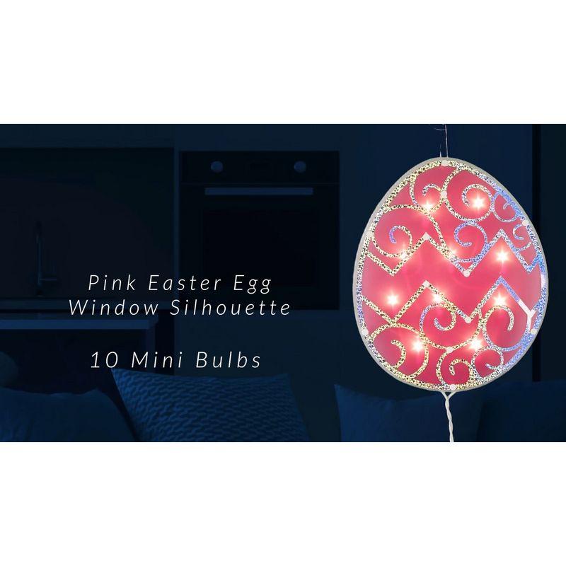Northlight Lighted Easter Egg Window Silhouette Decoration - 12" - Pink