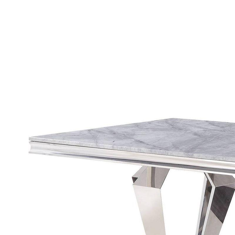 Everly Quinn Eardie Rectangular Dining Table in Light Gray and Mirrored Silver