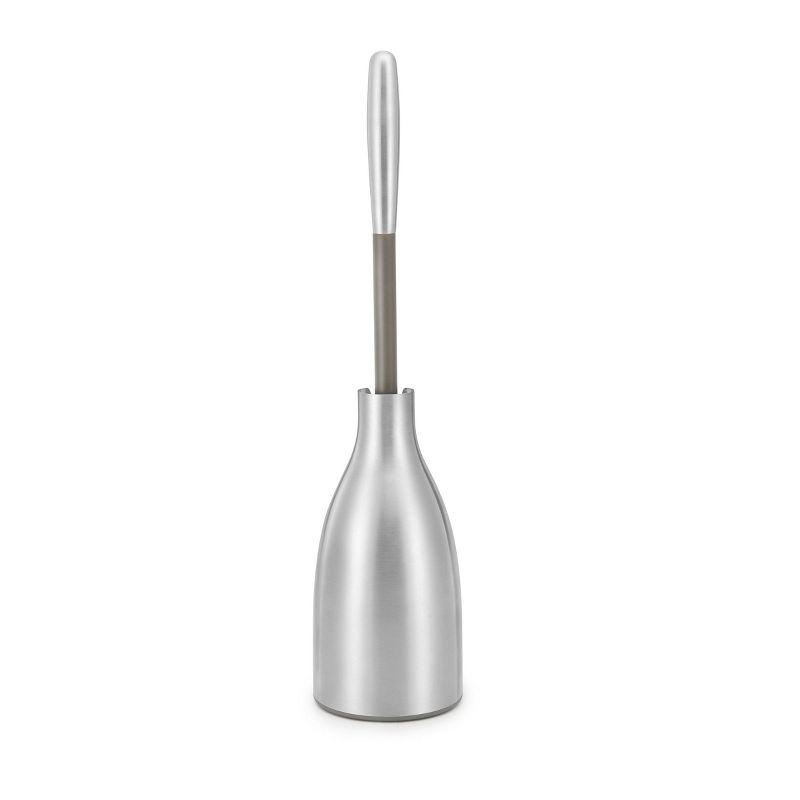 Sleek Silver Stainless Steel Toilet Brush Holder