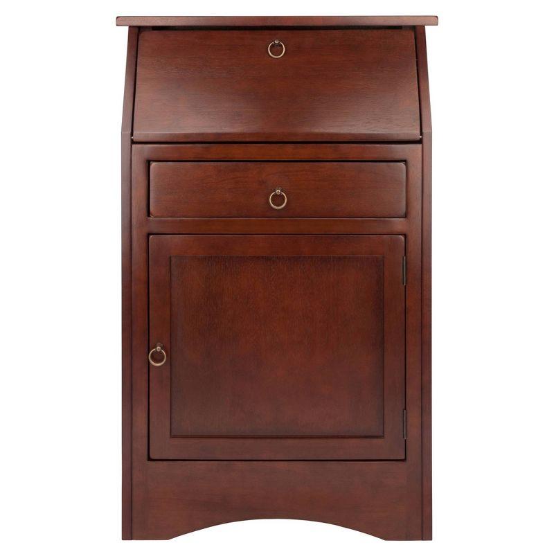 Regalia Secretary Desk Walnut - Winsome: Compact Workstation, Hutch, Storage Shelves