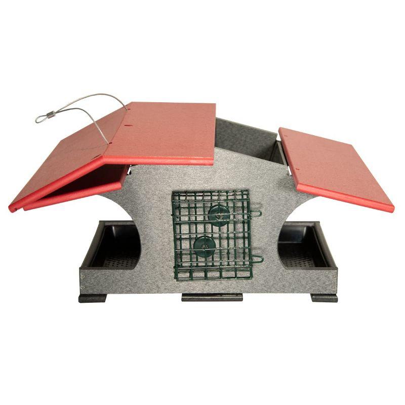 JCs Wildlife Gray Hopper and Suet Feeder with Cardinal Red Roof