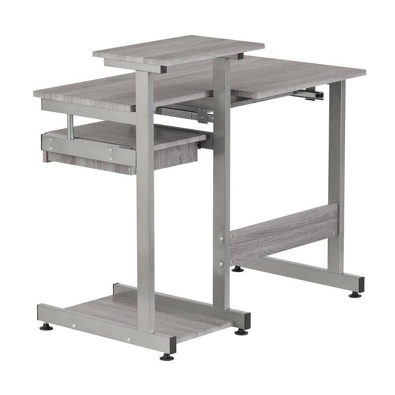 Complete Computer Workstation Desk Gray - Techni Mobili: With Drawer, Steel Frame, MDF Surface