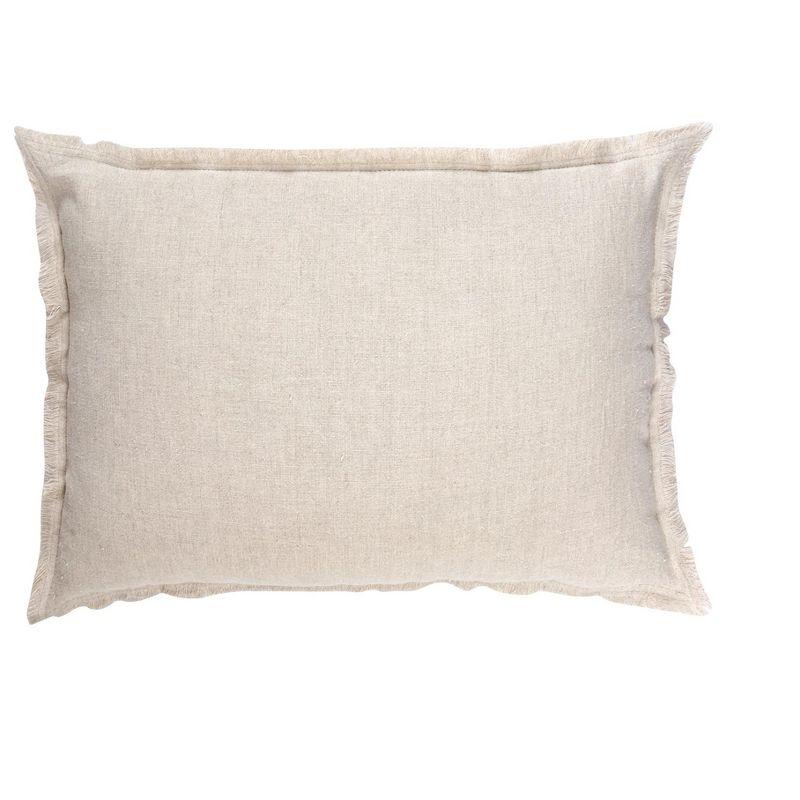 Anaya Fringed Linen Reversible Throw Pillow