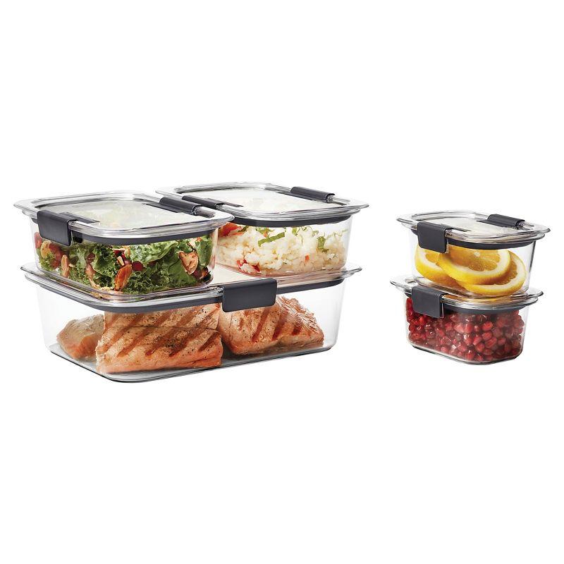 Rubbermaid 10pc Brilliance Leak Proof Food Storage Containers with Airtight Lids: BPA-Free, Microwave & Freezer Safe