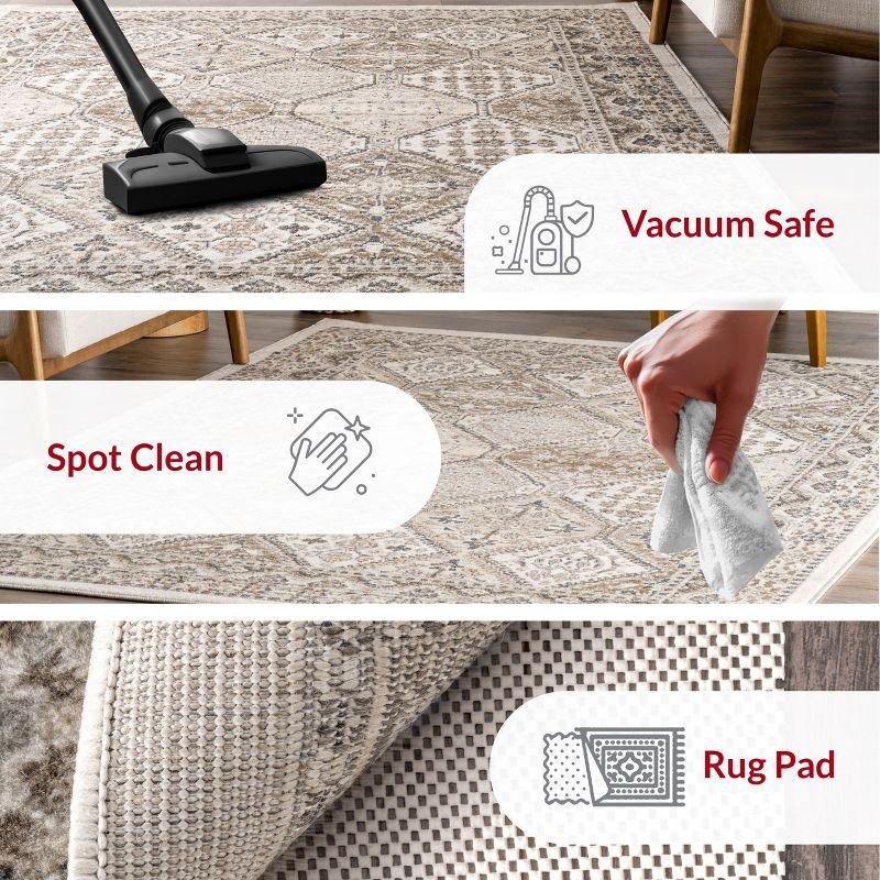 Nuloom 2x8 Becca Tiled Indoor Area Rug, Beige, Faded Transitional Design, Stain Resistant, Bedroom, Living Room, Kitchen