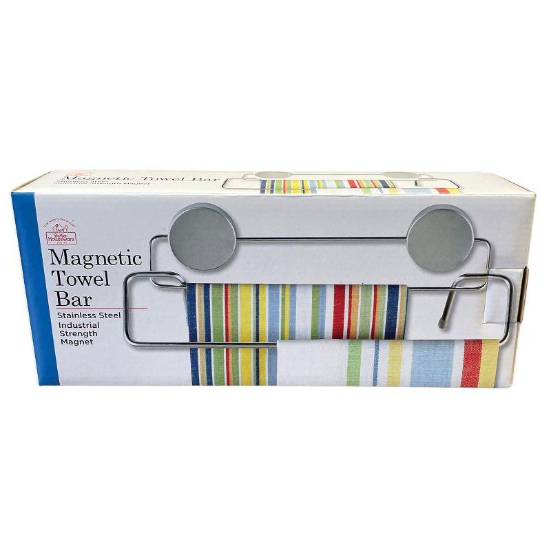 Better Houseware Stainless Steel Magnetic Towel Bar in Silver