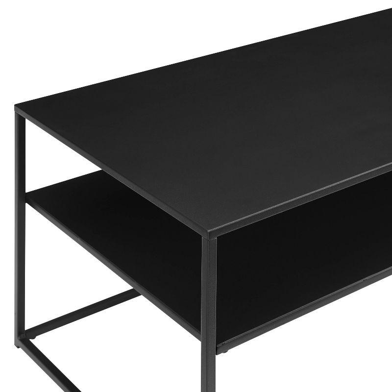 Braxton Coffee Table Matte Black - Crosley: Sturdy Steel, Modern Rectangle, Fixed Shelf