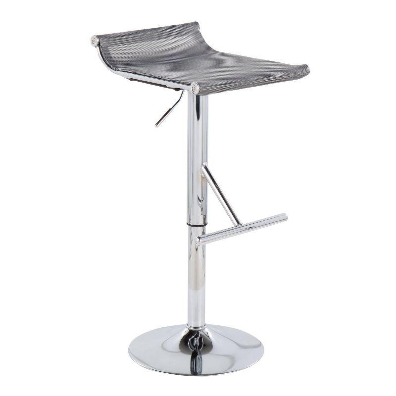 Mirage Ale Mesh Fabric/Metal Barstool Chrome/Silver - LumiSource: Swivel, Adjustable Height, Footrest