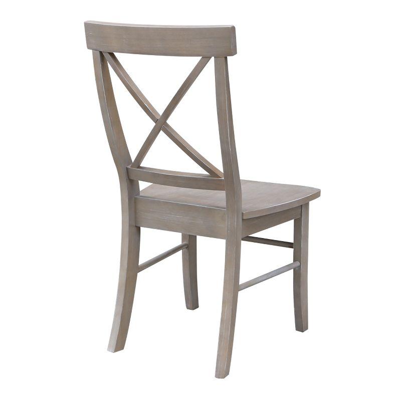 Set of 2 X Back Chairs with Solid Wood Seat Washed Gray/Taupe - International Concepts