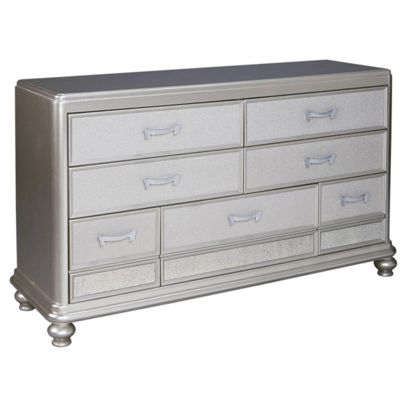 Glam Silver 64.5" Traditional Dresser with Mirror Accent