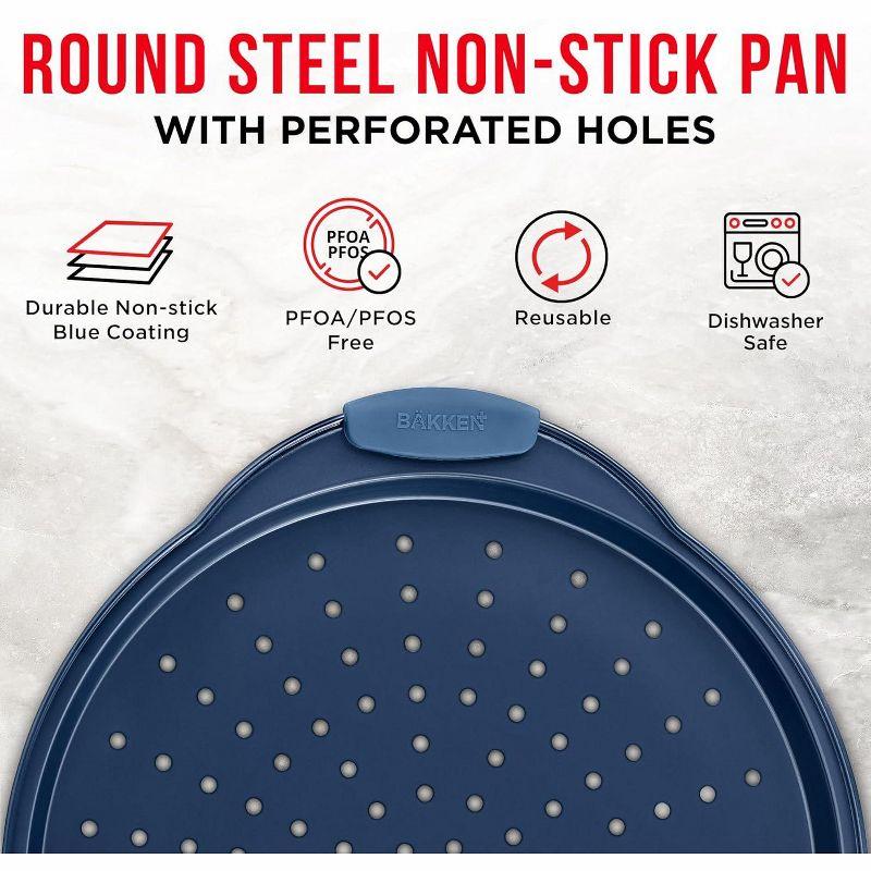 Pizza Pan with silcione Handle - Royal Blue- 2 Pack
