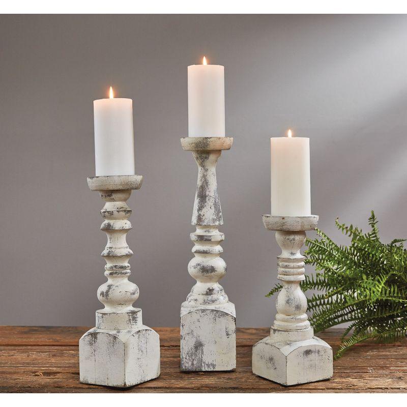 Park Designs Brighton Wood Candlestick 15" - White