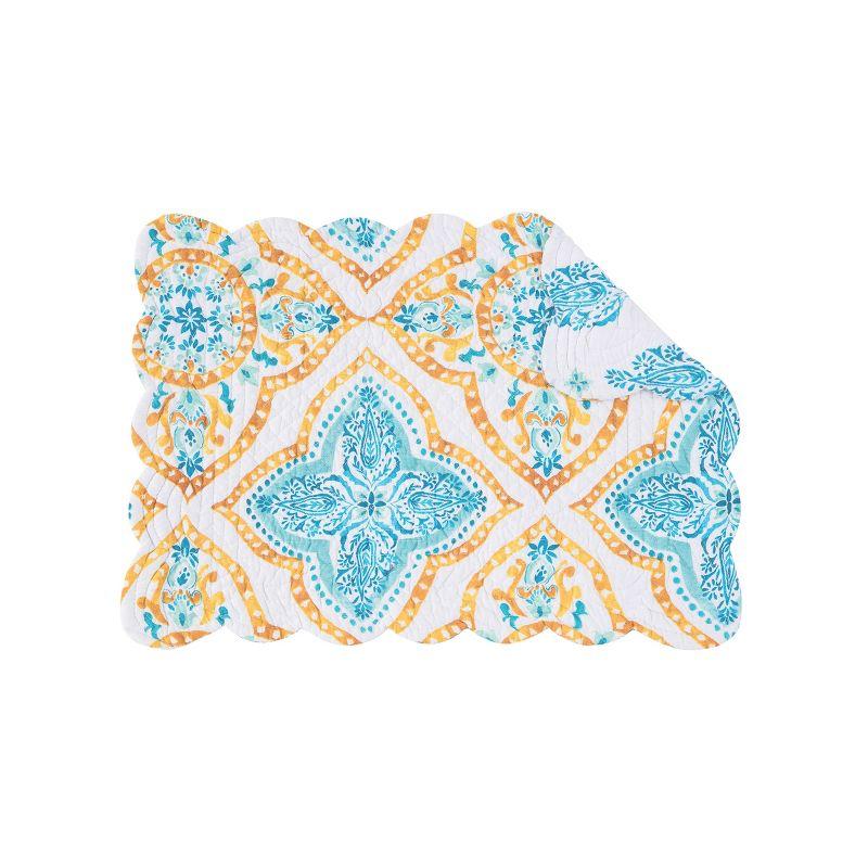 Highland Dunes Schmeling Terrace Medallion Cotton Quilted Rectangular Reversible Cotton Placemat (Set of 6)