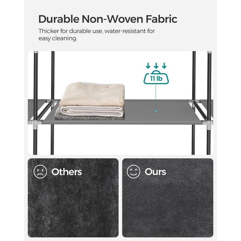 SONGMICS 59" Closet Wardrobe Portable Closet Organizer Storage Clothing Rack Shelf with Non-Woven Fabric Cover Gray