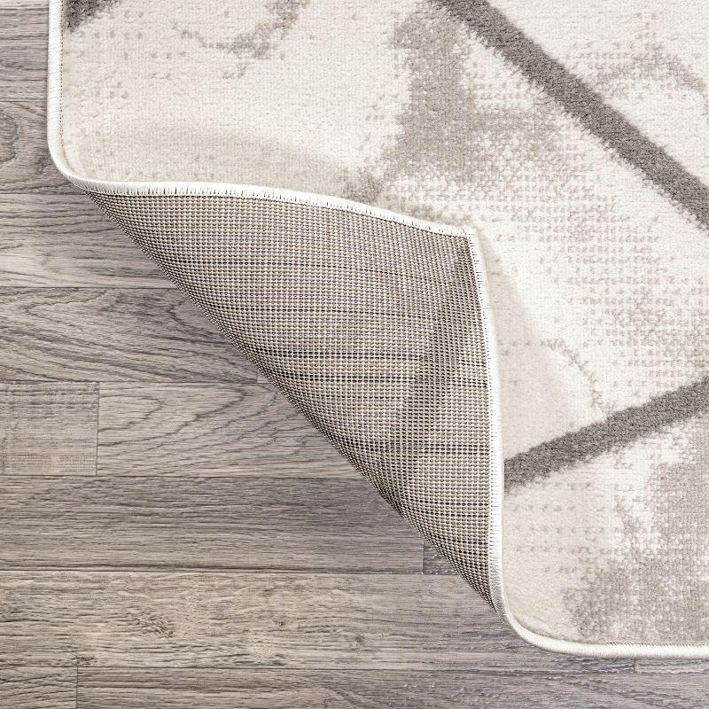 4' x 6' Patras Modern Geometric Marbled Area Rug, Ivory/Gray - JONATHAN Y