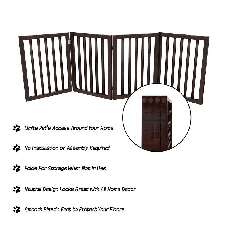 Indoor Pet Gate - 4-Panel Folding Dog Gate for Stairs or Doorways - 73x24-Inch Freestanding Pet Fence for Cats and Dogs by PETMAKER (Brown)